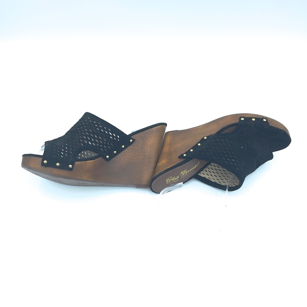 Matt Bergson Woven Leather Wedge Sandal With Gold Accents Size 9 - Picture 6 of 9